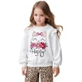 thumbnail image 4 of SONXAHE Toddler Girl's Ruffle Cat Printed Sweatshirt Crewneck Long Sleeve Casual Pullover Daily Sweatshirt,White, 4 of 8