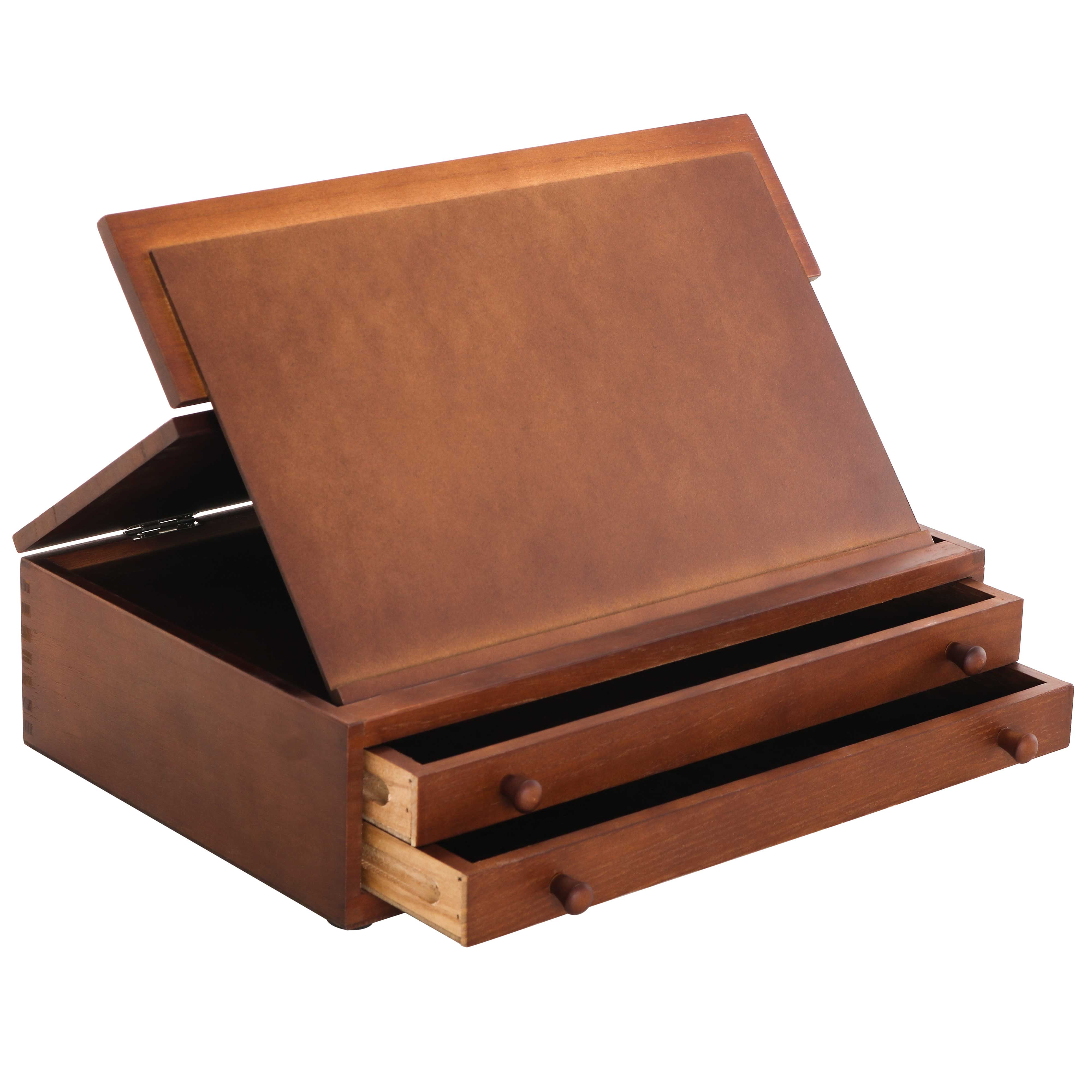 U.S Art Supply Coronado Walnut Large Wooden Easel French Style Field Box Drawer