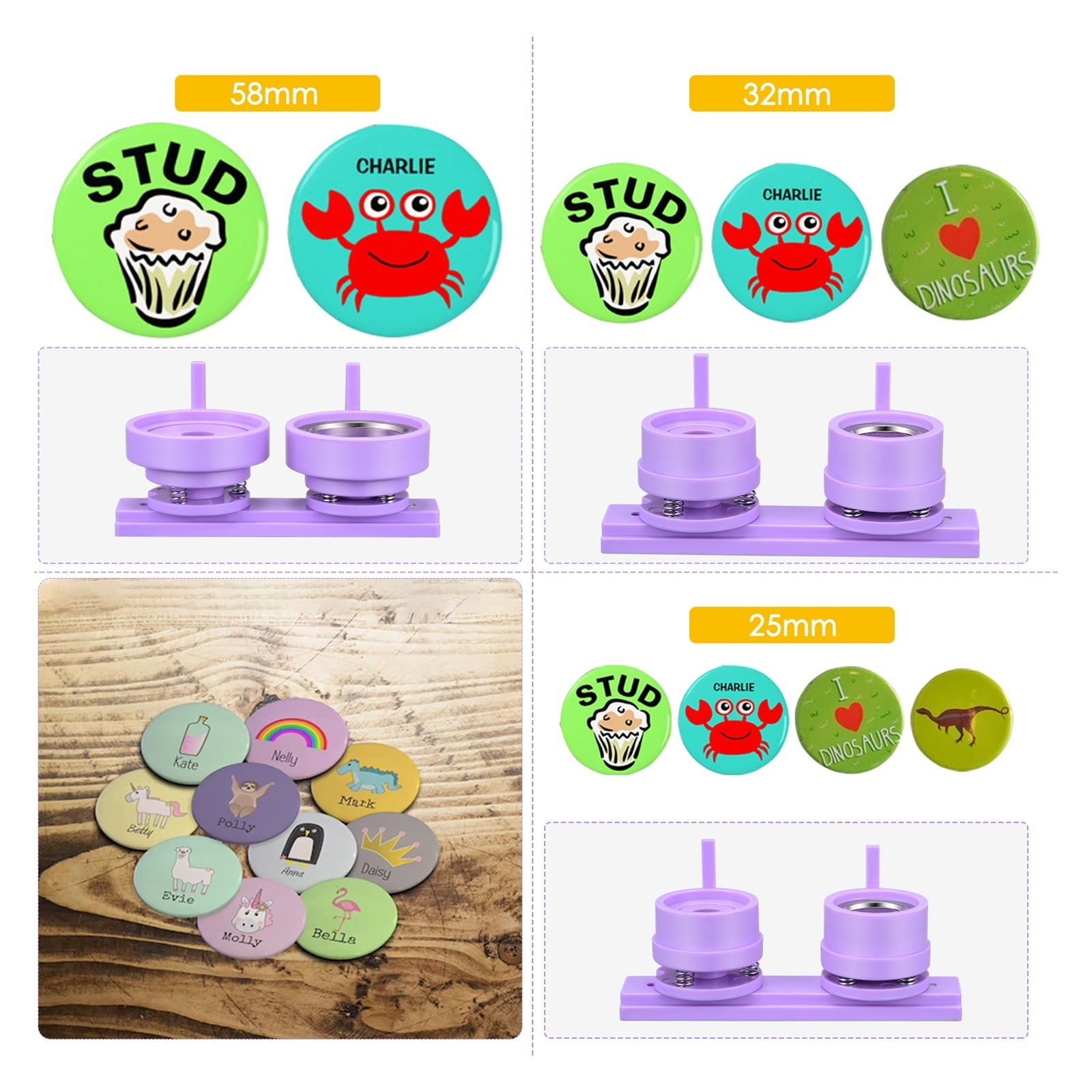 Badge Button Maker Machine 25mm-58mm DIY Pin Button Maker Badge Punch Press Making Machine, With Button Badge Press Machine ,Efficient and Precise