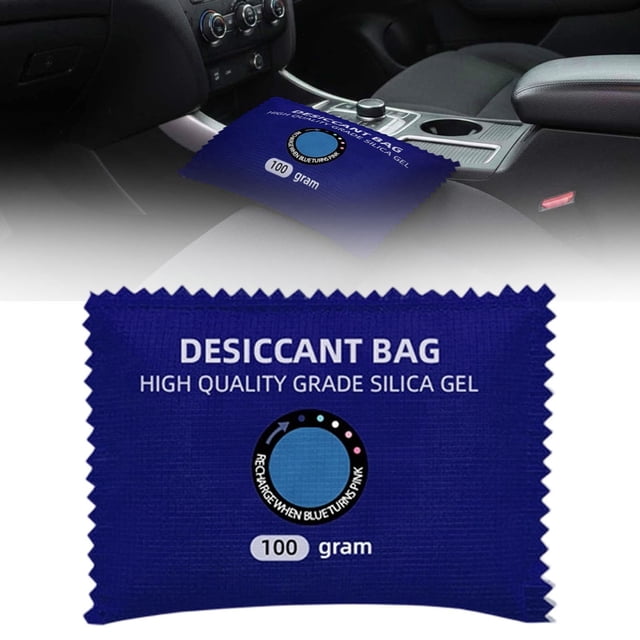Reusable Silica Gel Dehumidifier Bags with Color-Changing Blue to Pink Window,Car Dehumidifier Moisture Absorber 100g Dehumidifier Pack for Car Closet Basement & RV(Blue)