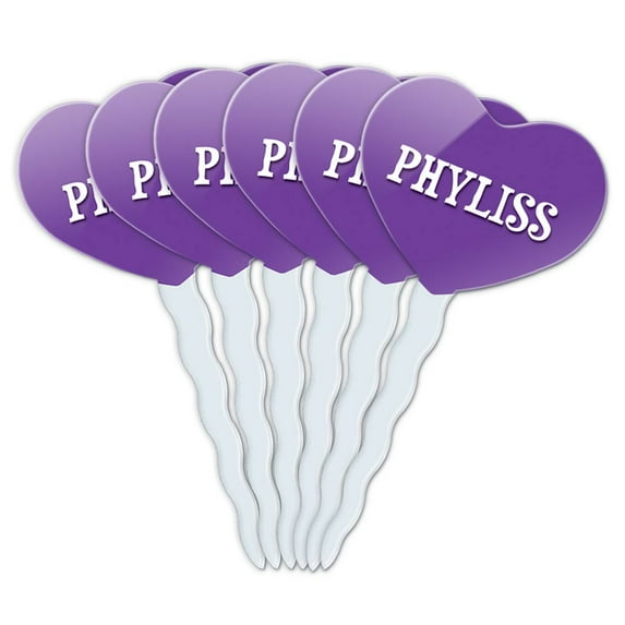 Phyliss Heart Love Cupcake Picks Toppers - Set of 6