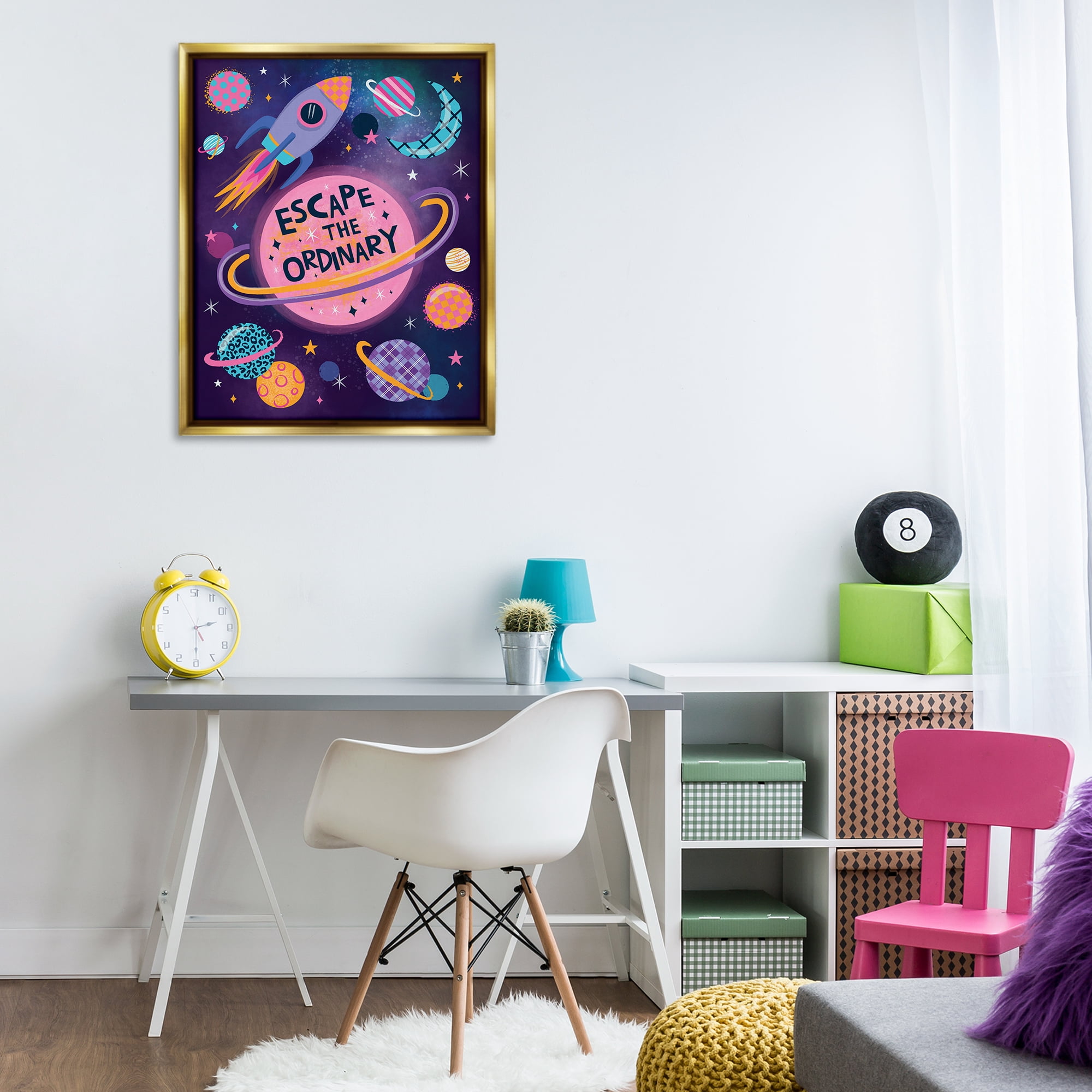 Stupell Industries Escape Ordinary Outer Space Astrology & Stars Painting Gold Floater Framed Canvas Art Print Wall Art, 25 x 31