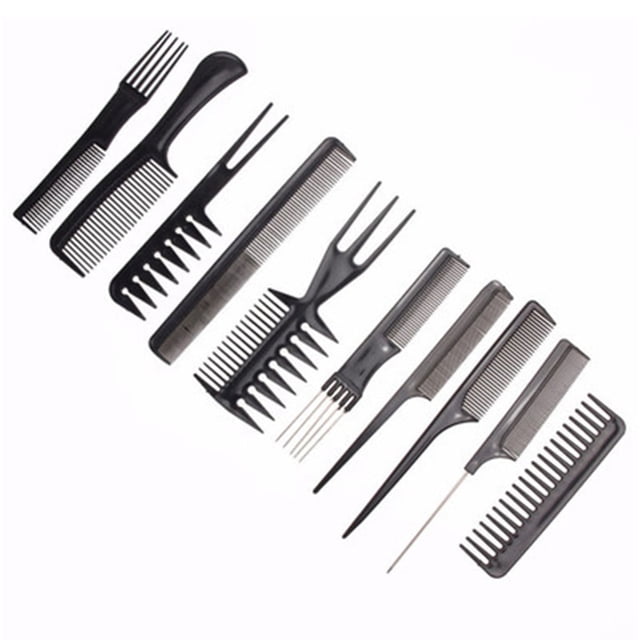 Juego de peines para el cabello, juego de peines para el cabello de 10 piezas Juego de peines para el cabello de plástico Peine de aseo y peinado Aspecto llamativo