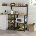 thumbnail image 2 of Tribesigns Kitchen Baker’s Rack Microwave Oven Stand with Wire Basket and 6 Hooks, 35.5 inches Kitchen Cart Utility Storage Shelf Organizer Coffee Bar, 2 of 7