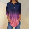 thumbnail image 2 of Womens Tops 3/4 Length Sleeve Tops Neck Casual Print Tunic T Shirts Three Quarter Length Tops Blouses For Women, 2 of 5