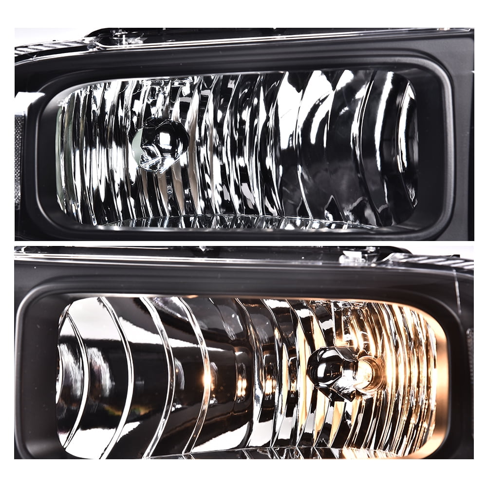 CROSSDESIGN Left & Right Clear Lens Headlights Fit for 1999-2004 Ford F-250 F-350 Super Duty