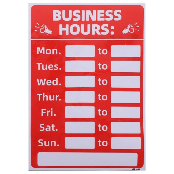 OULII Hours of Operation Signs for Business Red PVC Oil Proof Signage 1Pcs