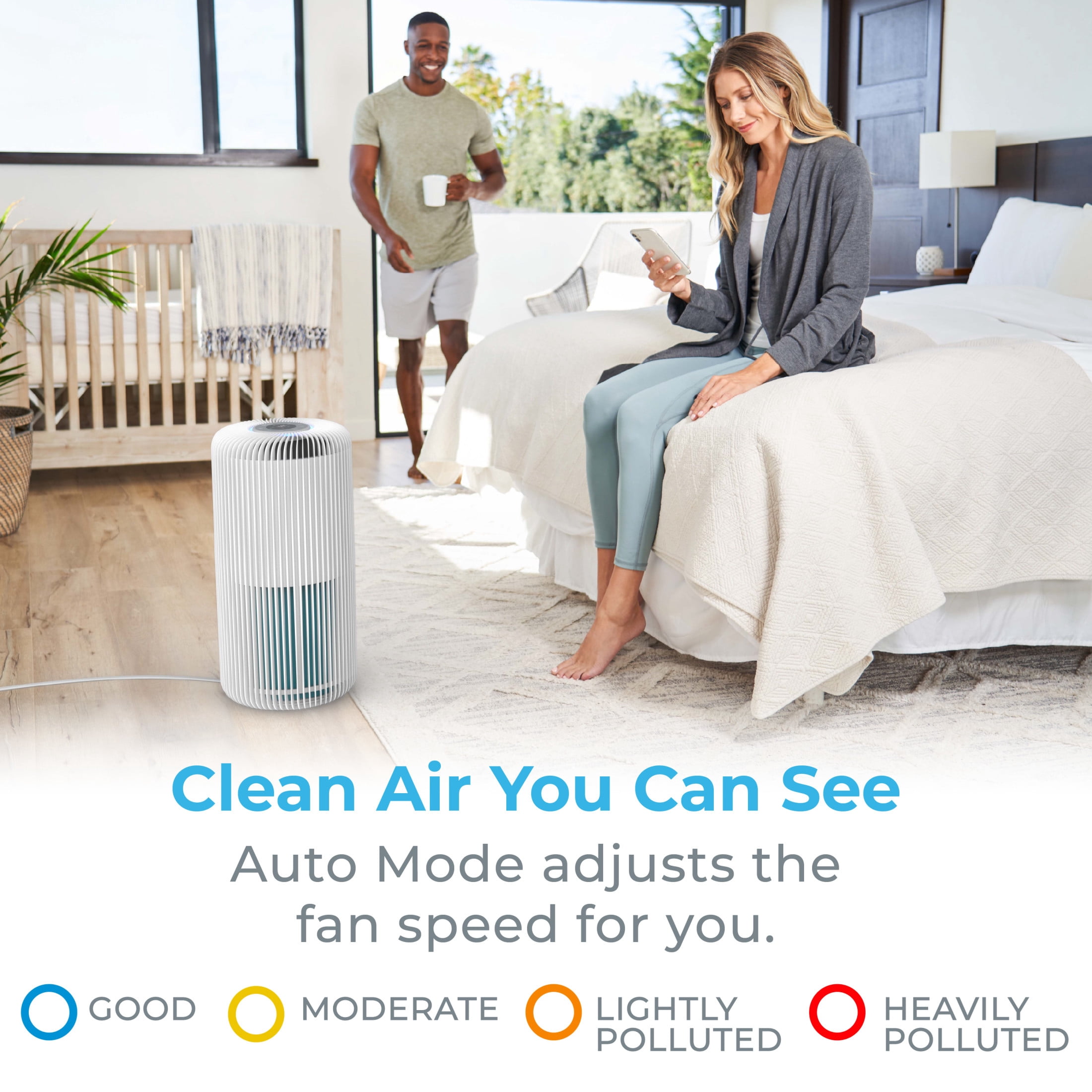 Pure Enrichment PureZone Turbo Smart Air Purifier - 5 Stage Filtration, Smartphone Compatible, Auto Mode & Air Quality Indicator Light - Ideal for Large Rooms