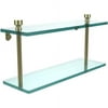 Foxtrot Collection 16-in Two Tiered Glass Shelf in Satin Brass
