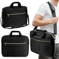 thumbnail image 2 of Gustave 15.6 inch Laptop Bag for Women Men Quilted Computer Briefcase Messenger Bags Large Laptop Case Handbag with Shoulder Strap for Work Office Business Travel - Black, 2 of 9