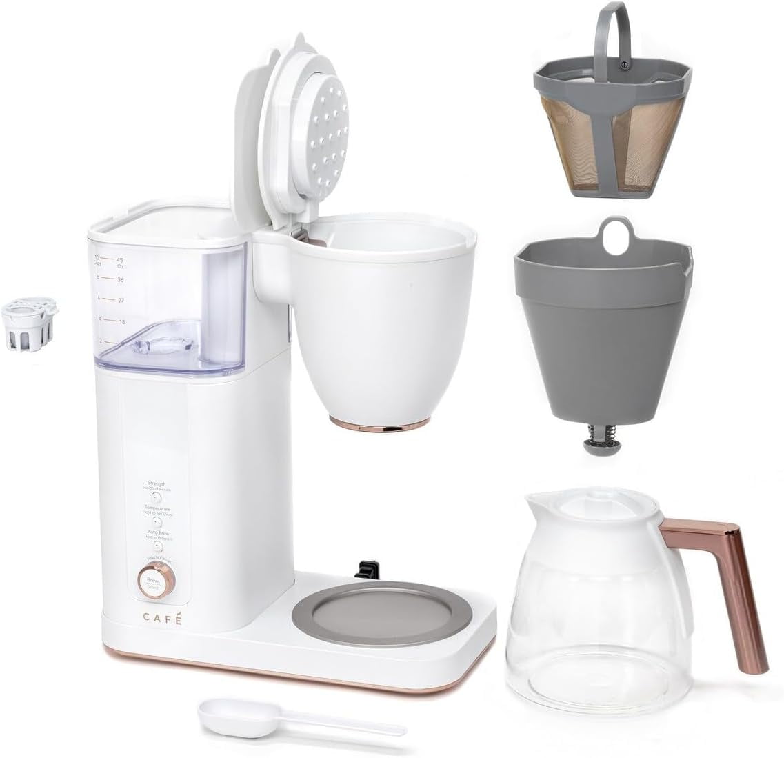 Cafe Specialty Drip Coffee Maker , 10-Cup Glass Carafe , WiFi Enabled Voice-to-Brew Technology , Smart Home Kitchen Essentials , SCA Certified, Barista-Quality Brew , Matte White