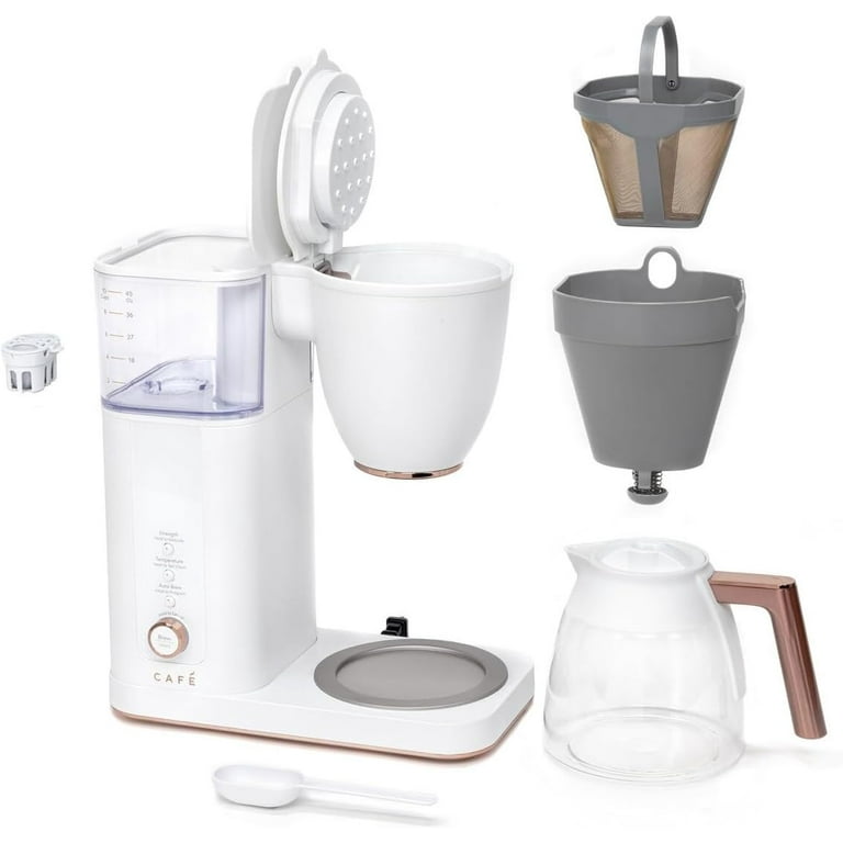 Cafe Specialty Drip Coffee Maker with Glass Carafe White