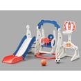 thumbnail image 6 of YUFU 6 In 1 Toddler Slide & Swing Set Indoor Outdoor Use for Kids 1+ with Swing Football Basketball Ring Toss Indoor Outdoor Use, 6 of 9