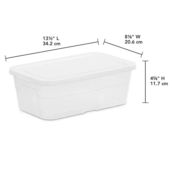 6qt Clear Storage Box White