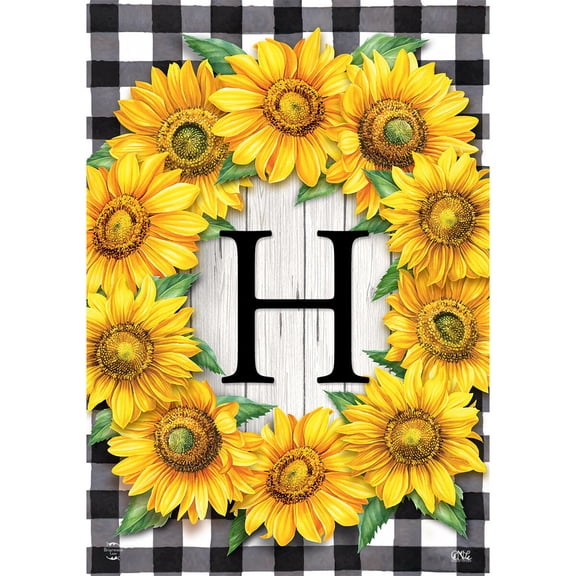 Briarwood Lane Everyday Garden Flag 12x18 For Outdoor Sunflowers Monogram H Garden Flag Flags For Outside