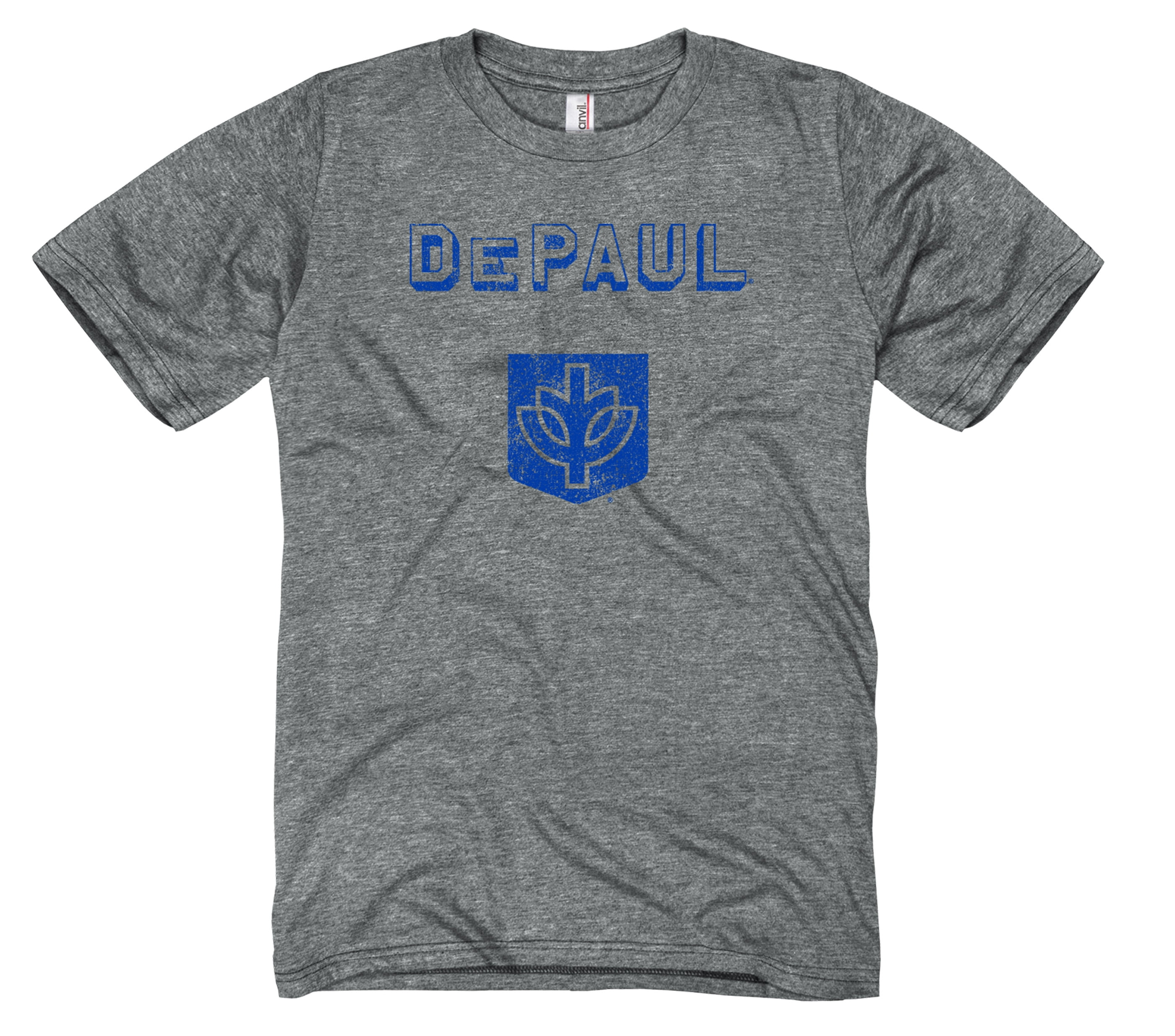 NCAA - DePaul Blue Demons Adult NCAA Hollow Arch Distressed Short Sleeve T-Shirt - Graphite 