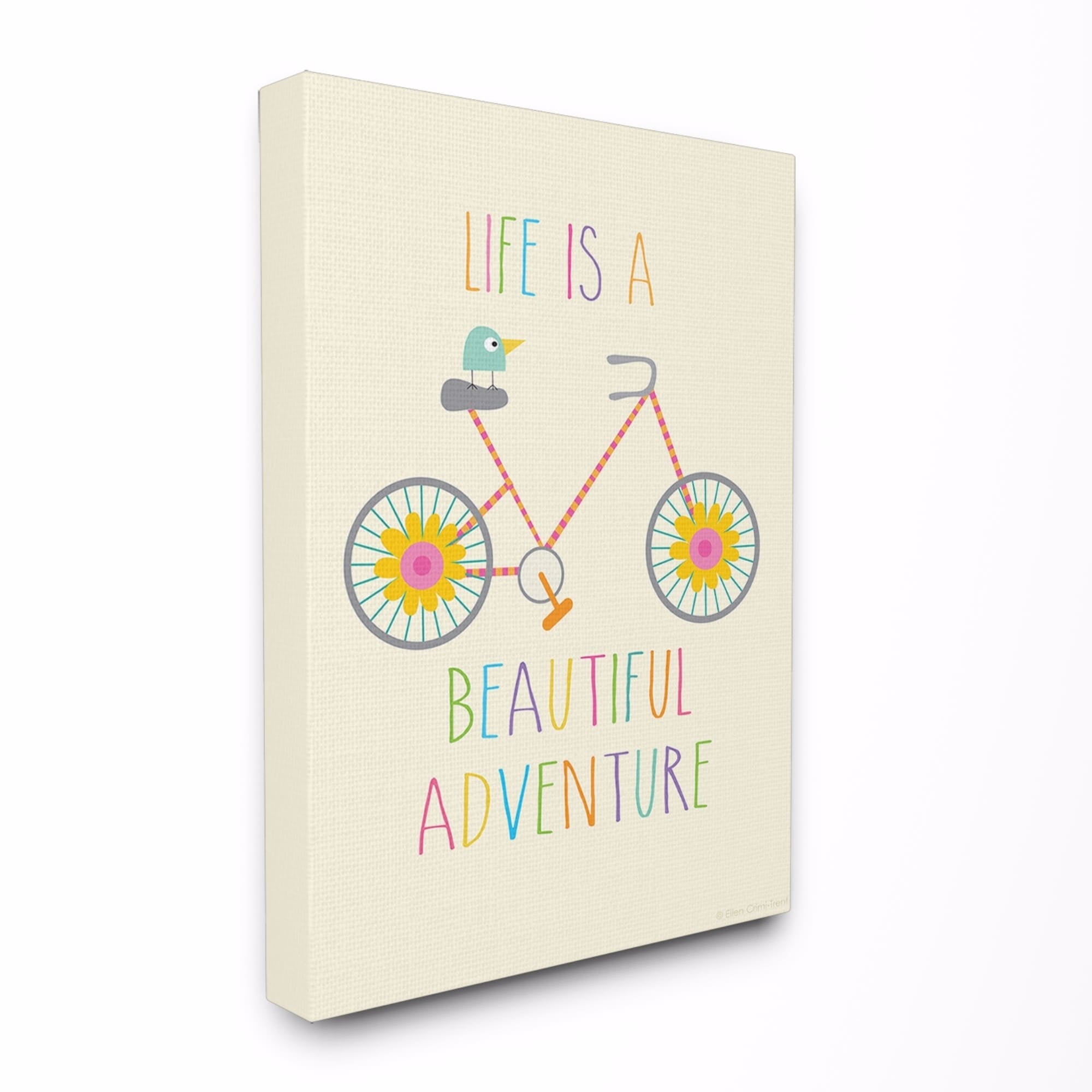 Stupell Life Is A Beautiful Adventure Bird On Bike Canvas Art, 16 x 20