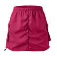thumbnail image 6 of Women's Tennis Skirts Summer Womens Cargo Skirt Casual Summer High Waisted Bodycon Pencil Ruched Side Pockets Red XS, 6 of 6