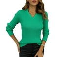 thumbnail image 1 of Pull Ajusté en Tricot pour Femmes, Pull Ajusté en Tricot pour Femmes, Col en V, Matériaux de Qualité, 1 of 5