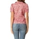 thumbnail image 3 of INSPIRAR CHIC Blusa de Mujer con Botones de Manga Corta Abullonada y Cuello Caído Floral de Algodón XL Rosa, 3 of 7
