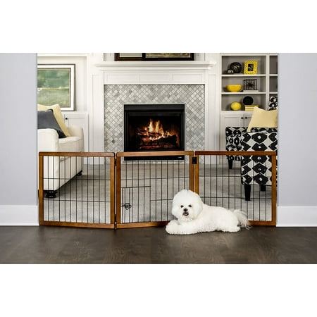 UPC: 0819592020064 | Carlson 3 Panel Freestanding Wooden Dog Gate  Brown  21 L x 3 W x 24 H