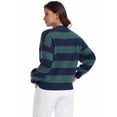 thumbnail image 4 of Asklazy Women’s Relaxed Fit Soft Knit Fabric Sweater Long Sleeve Pullover Crew Neck Casual Winter Top,US Size,Green Strip,2XL, 4 of 9