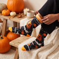 thumbnail image 7 of Halloween Socks, Spooky Crew Socks, Pumpkin Socks, Fall Themed Socks, Cute Halloween Gifts, Autumn Novelty Socks, Unisex Holiday Socks, Orange Black Patterned Socks, 7 of 7