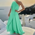 thumbnail image 2 of Women's Casual Boho One Shoulder Long Dress Flowy Beach Holiday Maxi Dress Elegant Comfortable Summer Outfit, 2 of 2