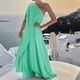 thumbnail image 2 of Vestido largo boho de un solo hombro para mujer - Color liso, fluido - Informal/playa/vacaciones - Mezcla de poliéster y spandex, 2 of 6