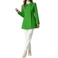 thumbnail image 2 of INSPIRE CHIC Women's Peter Pan Collar Double Breasted Winter Long Trench Pea Coat L Green, 2 of 6