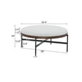 thumbnail image 2 of 36'' Modern Round Cocktail Ottoman with Fabric Upholstery and Metal Base, Beige+Black, 2 of 8