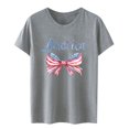 thumbnail image 4 of Funny Independence Day Shirt Short Sleeve T Shirts for Women Women's Workout Tank Top Casual Soft Short Sleeve Gym Muscle Shirts Bodybuilding Tee Grey,L, 4 of 4