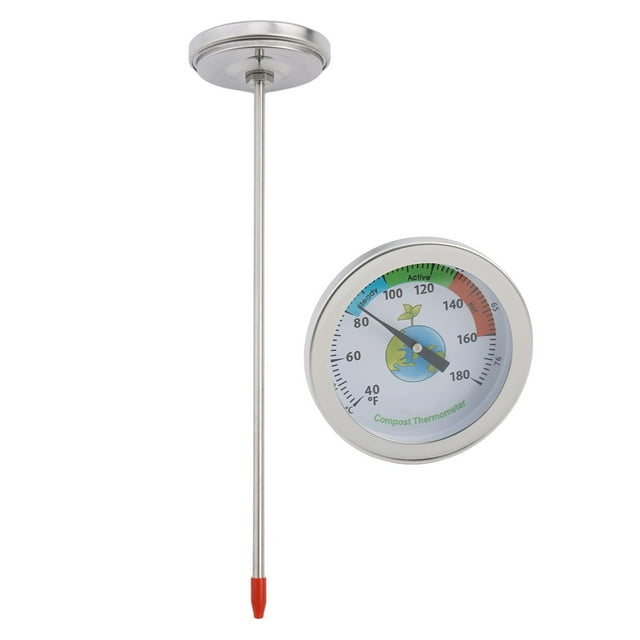 GLFILL 50cm Compost Soil Tester Meter Measuring Probe Premium Stainless Steel Compost Soil Thermometer Garden Backyard 0-120 Celsius Earth