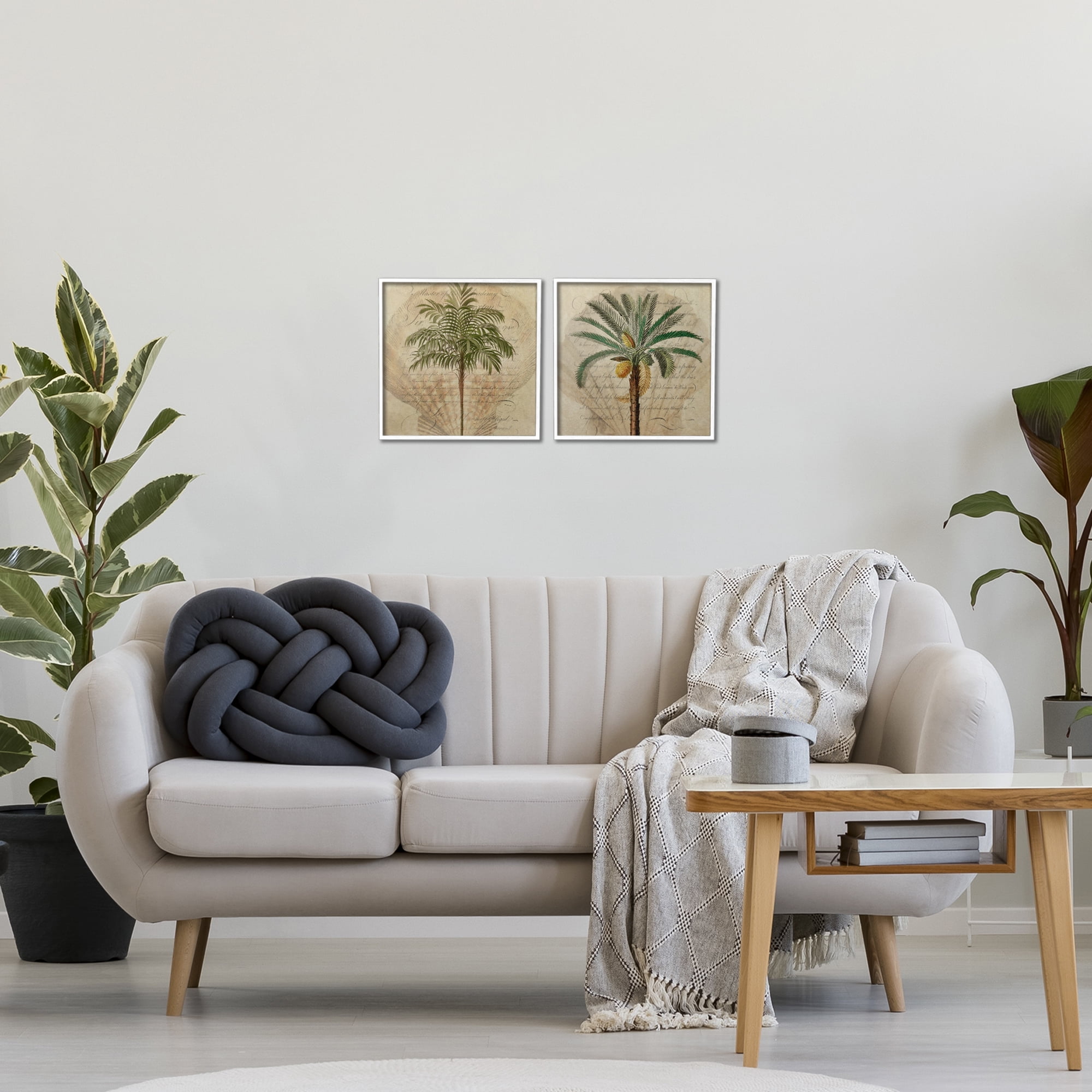 Stupell Industries Subdued Tropical Palms 2 Piece White Framed Giclee Art Set, design by Steve Hunziker