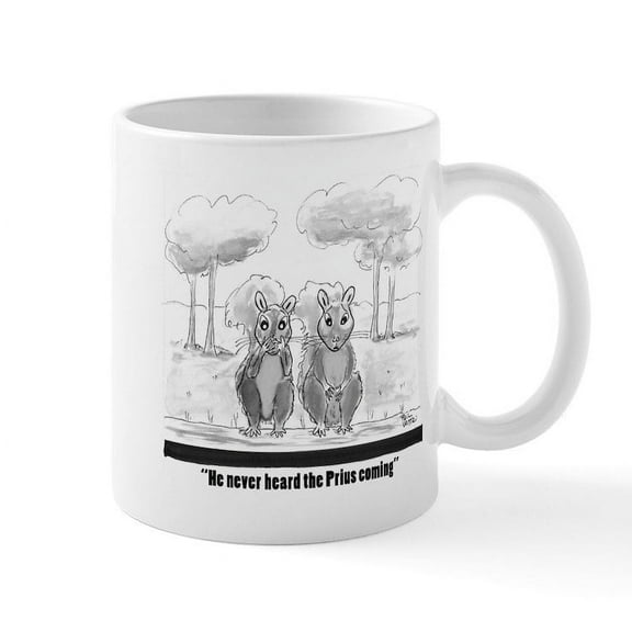 CafePress - Squirrel Vs. Prius Mugs - 11 oz Ceramic Mug - Novelty Coffee Tea Cup