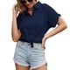 thumbnail image 2 of Parte superior con botones y cuello vuelto, camisa de manga corta con botones y botones de algodón, blusa con botones, diseño de clase mundial, 2 of 5