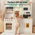 thumbnail image 5 of Tiny Land Wooden Play Kitchen Set for Kids, Home Style Design with Curtains, Ideal for Ages 3+ (White), 5 of 11