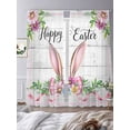thumbnail image 3 of Easter Sheer Curtains 96 Inch Length 2 Panels for Living Room, Spring Farmhouse Watercolor Bunny Flower Wood Grain Voile Kitchen Curtain Set, Luxury Privacy Drapes Window Treatment for Bedroom, 3 of 7