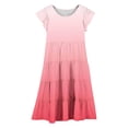 thumbnail image 4 of HCNTES Girls Summer Boho Sun Dress Flutter Sleeve Tween Ruffles Tiered Dresses Flowy A Line Size 6 15 Years(11-12 Years,1Z-Pink), 4 of 5