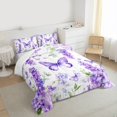 thumbnail image 3 of Homewish Kawaii Butterfly Lavender Queen Comforter Set,Modern Painting Artistic Bedding Sets,White Purple Bedding Comforter Set For Girls Kids,Luxury Bedroom Decor,3 Pieces, 3 of 8
