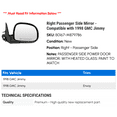 thumbnail image 2 of Right Passenger Side Mirror - Compatible with 1998 GMC Jimmy, 2 of 2