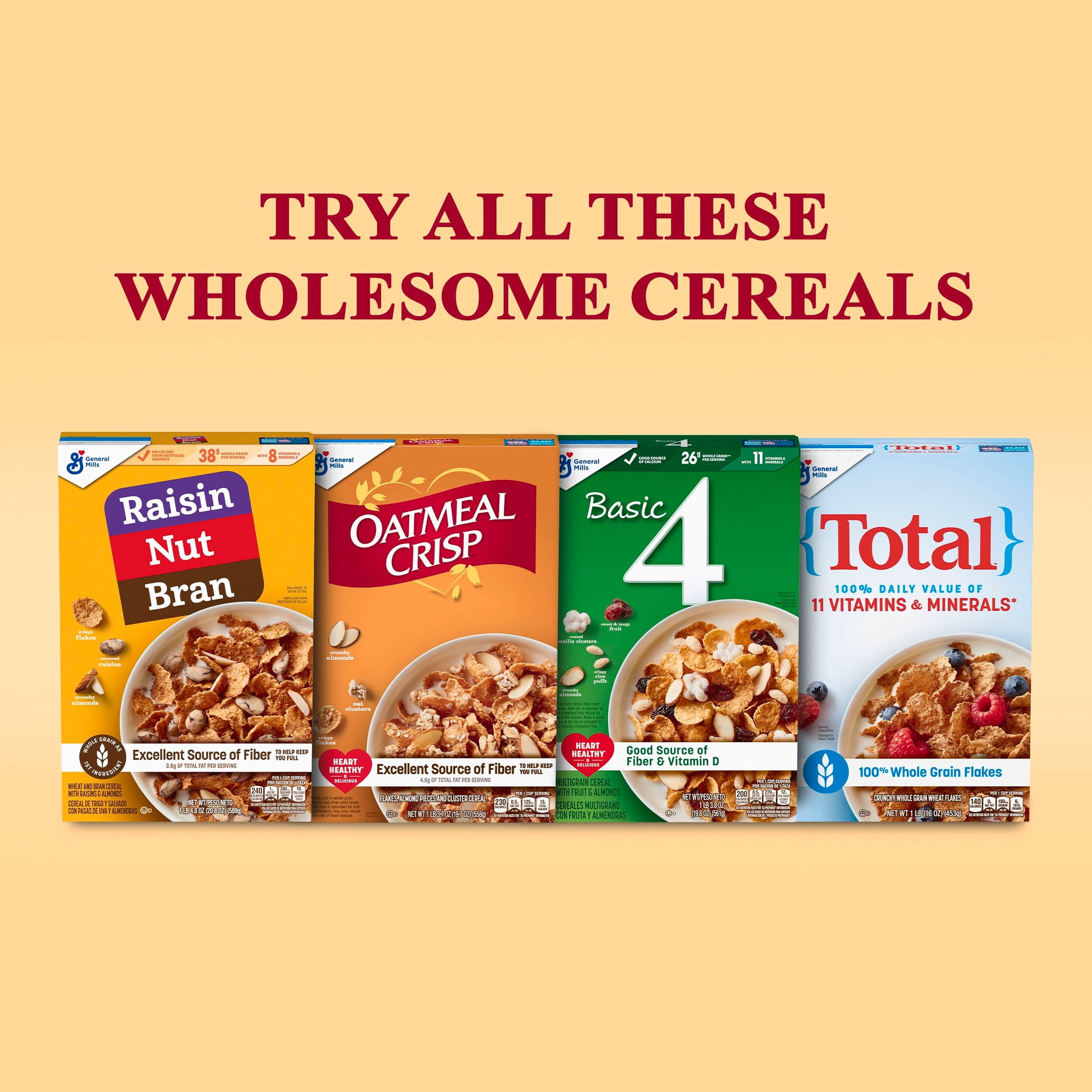 Basic 4 Heart Healthy Cereal, Fruit and Nut Fiber Cereal with Whole Grain, 19.8 oz