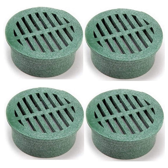 4-Inch Round Grate - Green (4-Pack) | PVC Drain Cover for Sewer, Lawn, Patio & Gutter Drainage | Durable Outdoor Grates