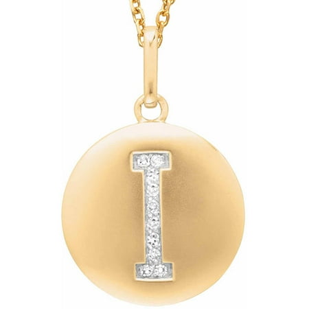 Diamond Accent Yellow Gold-Plated Sterling Silver Round Initial I Disc Pendant