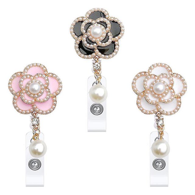 Porte-badge rétractable avec clip mousqueton et porte-clés pour carte d'identité porte-clés porte-clés 3 pièces