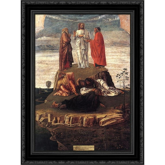 Transfiguration of Christ 18x24 Black Ornate Wood Framed Canvas Art by Bellini, Giovanni