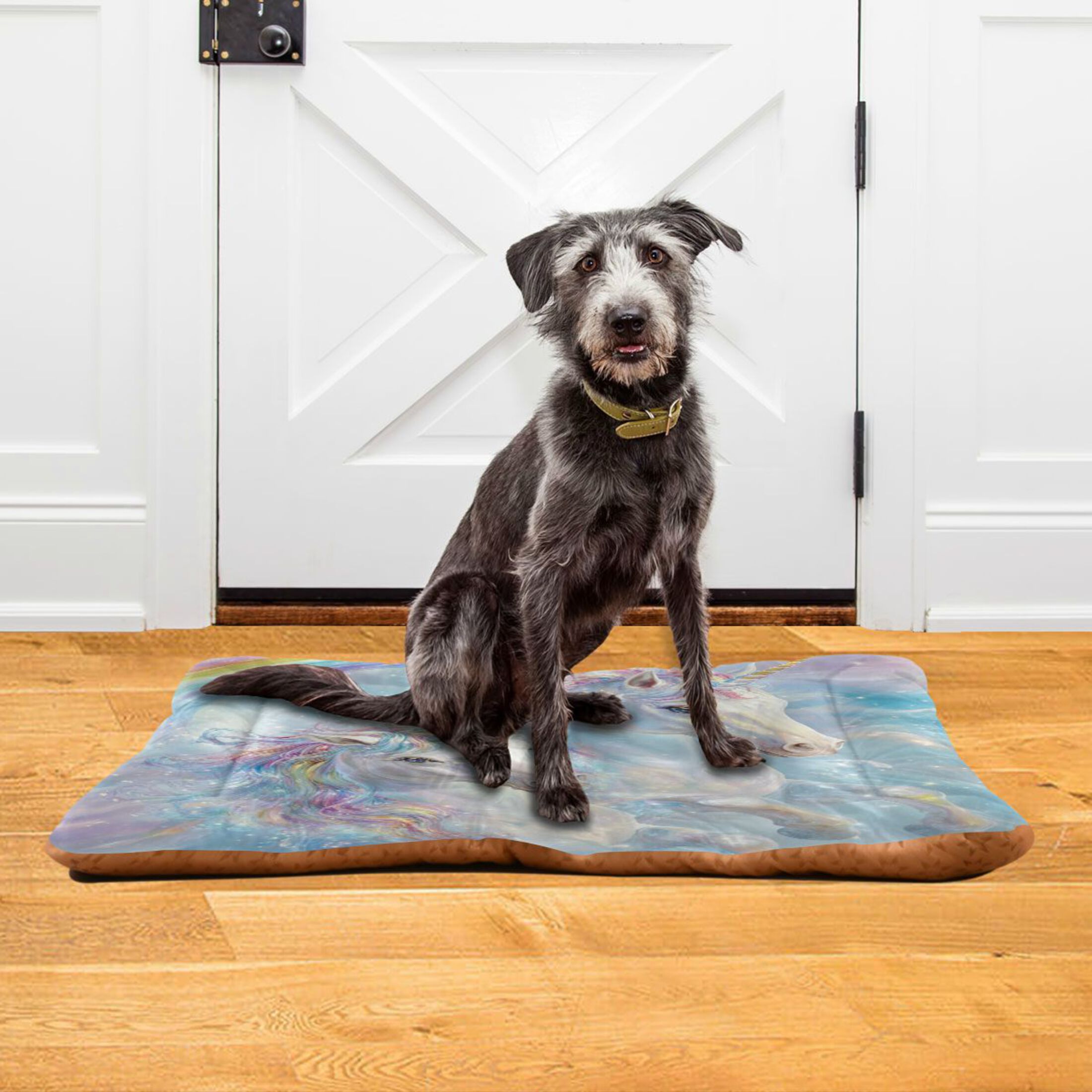 Qxltty Rainbow Unicorns Ped Pad Wear-resistant and Hard to Bite Through Sleeping Pad for Small Medium Large Dogs Winter Pet Bed 36×24in