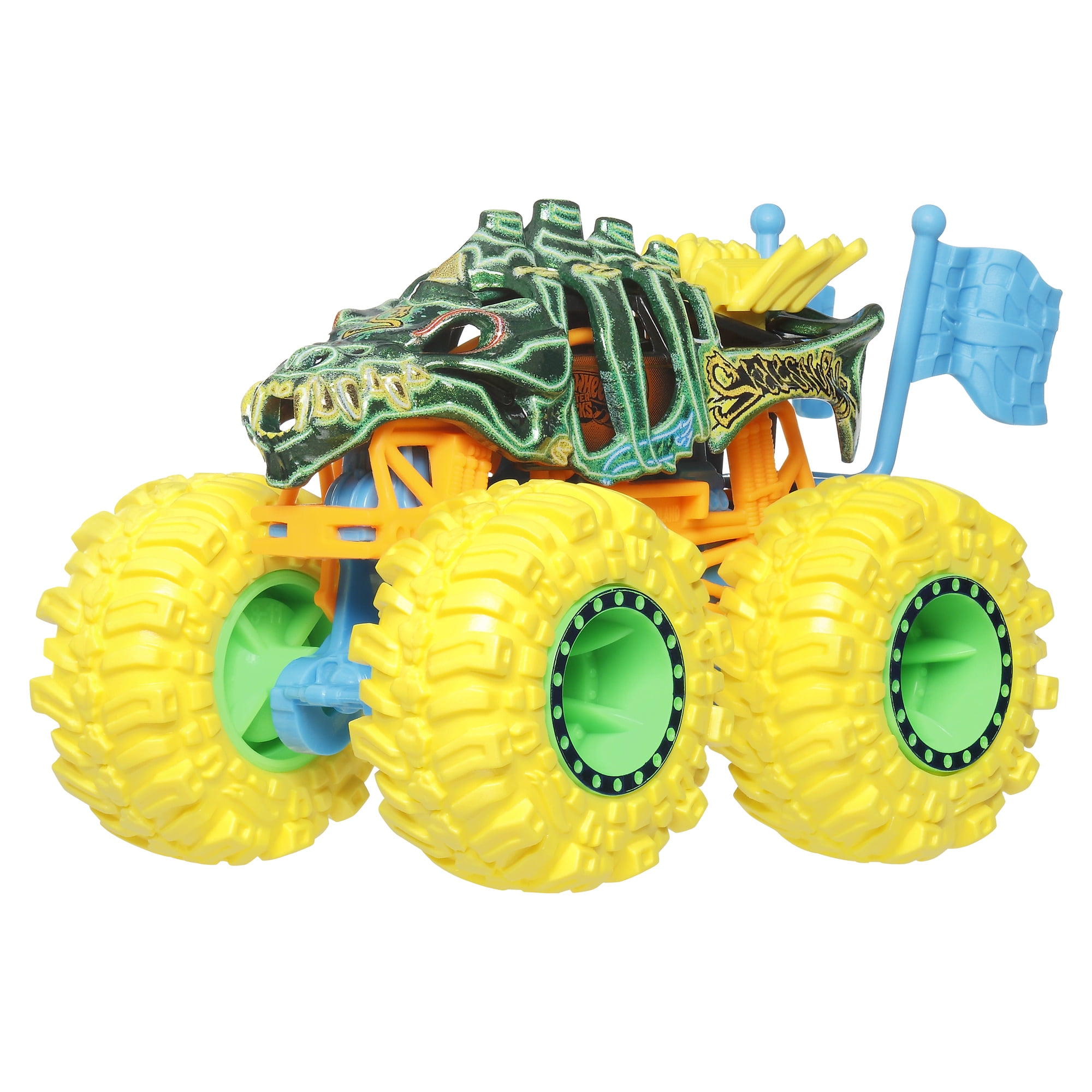 Hot Wheels Monster Trucks Neon Smashers 1:64 Scale Toy Vehicle & Clip-On Accessory (Styles May Vary)