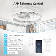 Ceiling Fans with Lights and Remote, 20 Low Profile Ceiling Fans, 3000-6000K Dimmable Modern Flush Mount LED Fan Light, Fandelier Ceiling Fan for Bedroom, Kitchen, Living Room, White