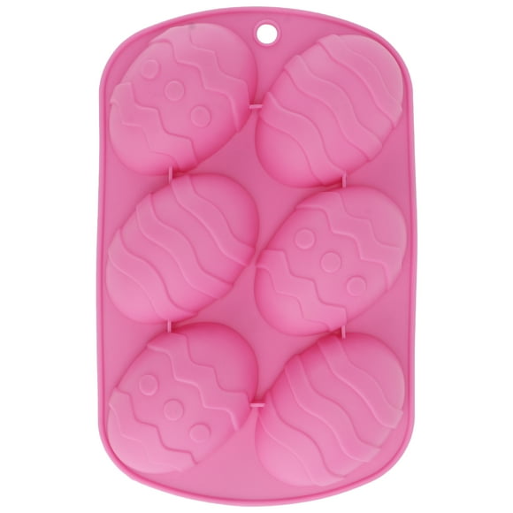 6-Grid Silicone Fondant Egg Shaped Mold Easter Egg Mold Set Baking Mold for Cake Decoration(Red)